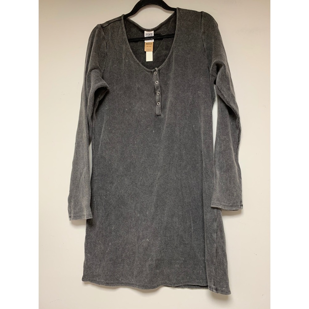 PINK Victoria's Secret Sleep Dress Women XXL Grey NEW Waffle Henley Loungewear